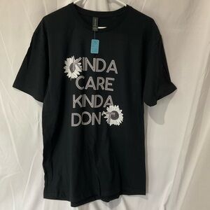 Kinda Care Kinda Don’t, Black Women’s T-Shirt Size Large or Men’s T-Shirt